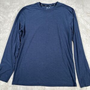 FLX Mens Blue Heathered Long Sleeve Performance Workout Activewear Shirt Size M